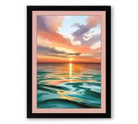 Sunset Over Calm Waters Coastal Framed Wall Art Print A2 (59.4×42cm) Black, Wall Decor for Living Room, Bedroom, Office & Home, Ready to Hang, Art Gift