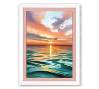 Sunset Over Calm Waters Coastal Framed Wall Art Print A3 (42×29.7cm) White, Wall Decor for Living Room, Bedroom, Office & Home, Ready to Hang, Art Gift