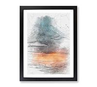 Sunset Over Catalina Island In Abstract Modern Framed Wall Art Print, Ready to Hang Picture for Living Room Bedroom Home Office Décor, Black A2 (64 x 46 cm)