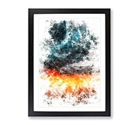 Sunset Over Catalina Island Watercolour Modern Framed Wall Art Print, Ready to Hang Picture for Living Room Bedroom Home Office Décor, Black A4 (34 x 25 cm)