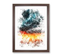 Sunset Over Catalina Island Watercolour Modern Framed Wall Art Print, Ready to Hang Picture for Living Room Bedroom Home Office Décor, Walnut A2 (64 x 46 cm)