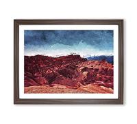 Sunset Over Death Valley In California Modern Art Framed Print | A2 Walnut Framed Wall Art | Ready to Hang | Modern Landscape Picture | Living Room Bedroom Lounge Office