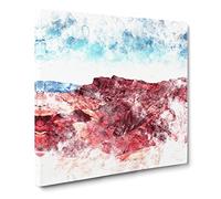 Sunset Over Death Valley in California Watercolour Canvas Print | Gallery Wrapped 30mm Frame Wall Art | 14x14 inches | Ready to Hang | Modern Landscape Picture | Living Room Bedroom Lounge Office