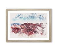 Sunset Over Death Valley in California Watercolour Framed Print | A2 Oak Framed Wall Art | Ready to Hang | Modern Landscape Picture | Living Room Bedroom Lounge Office