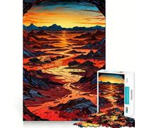 Sunset Over Desert 1000 Piece Jigsaw Puzzles for Teenagers Logic Sense Toy Peaceful Fun Smooth Edge Creative Gift (38x52cm)