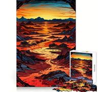 Sunset Over Desert Jigsaw Puzzles for Teenagers 1000 Pieces Logic Sense Toy Calm Fun Smooth Edge Birthday Gift (38x26cm)
