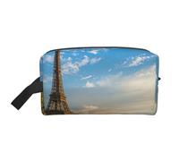 Sunset Over Eiffel Tower and Seine River Paris Print Travel Toiletry Bags Hanging Makeup Bag Large Capacity Versatile Organizer for Women Men