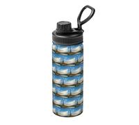 Sunset Over Eiffel Tower and Seine River Paris Printing 18oz Insulated Sports Kettle Portable Stainless Steel for Gym Camping
