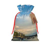 Sunset Over Eiffel Tower And Seine River Paris Printing Drawstring Christmas Bag With Kraft Tag 4.7x6.9 Inch For Halloween Wrapping Gifts