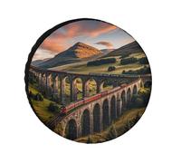 Sunset Over Elevated Bridge 24 Inch Oxford Spare Tire Cover Travel Accessories Waterproof Dustproof for RV Jeep SUV Camper