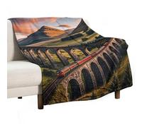 Sunset Over Elevated Bridge Blanket, Soft Flannel Fleece Blankets Quick-Dry, Lightweight Throw Blanket for Couch, Bed, Office & Travel, Ideal Gift for Family & Friends, 30"x40"
