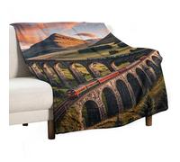 Sunset Over Elevated Bridge Blanket, Soft Flannel Fleece Blankets Quick-Dry, Lightweight Throw Blanket for Couch, Bed, Office & Travel, Ideal Gift for Family & Friends, 50"x70"