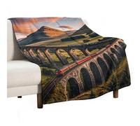 Sunset Over Elevated Bridge Blanket, Soft Flannel Fleece Blankets Quick-Dry, Lightweight Throw Blanket for Couch, Bed, Office & Travel, Ideal Gift for Family & Friends, 55"x70"