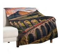 Sunset Over Elevated Bridge Blanket, Soft Flannel Fleece Blankets Quick-Dry, Lightweight Throw Blanket for Couch, Bed, Office & Travel, Ideal Gift for Family & Friends, 40"x60"