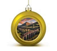 Sunset over Elevated Bridge Christmas Tree Ornaments 1.6 Inch Shatterproof Pc Plastic Balls with Lanyard Baubles Hanging Christmas Ball Ornaments for Xmas Tree Holiday Party Wedding Home Decorations-g