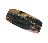 Sunset Over Elevated Bridge Headbands for Women & Men Sports Headband, Fits All Head Sizes, Ultra Absorbent & Non-Slip Sweatband for Running, Yoga, Gym