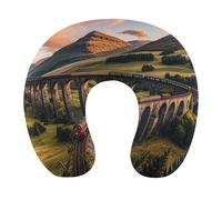 Sunset Over Elevated Bridge Pillow U Shaped, Portable Travel Pillows - Removable Cover, Ergonomic Memory Foam Neck Pillow for Travel & Office