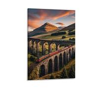 Sunset over Elevated Bridge Wall Art, 12x18inch(30x45cm) Vertical Canvas Wall Art Prints, Modern Home Hanging Decor for Living Room, Bedroom, Office, Framed/Unframed, Frame-style