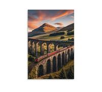 Sunset over Elevated Bridge Wall Art, 20x30inch(50x75cm) Vertical Canvas Wall Art Prints, Modern Home Hanging Decor for Living Room, Bedroom, Office, Framed/Unframed, Unframe-style