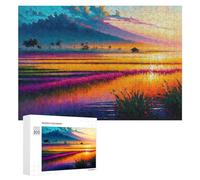 Sunset Over Fields of Color Displayable Picture Puzzle, 300 PCS - Relaxing Home Activity, for Screen-Free Relaxation at Home