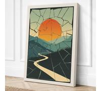 Sunset Over Fractured Land Canvas Wall Art Print 24x16 Inch