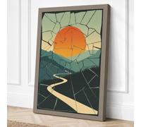 Sunset Over Fractured Land Canvas Wall Art Print 24x16 Inch