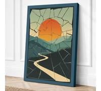 Sunset Over Fractured Land Canvas Wall Art Print 30x20 Inch