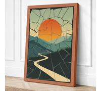 Sunset Over Fractured Land Canvas Wall Art Print 30x20 Inch
