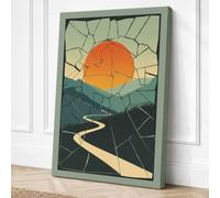 Sunset Over Fractured Land Canvas Wall Art Print 36x24 Inch