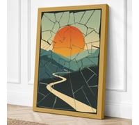 Sunset Over Fractured Land Canvas Wall Art Print 36x24 Inch