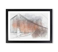 Sunset Over Golden Gate Bridge in Abstract Framed Print | A2 Black Framed Wall Art | Ready to Hang | Abstract Cityscape Picture | Living Room Bedroom Lounge Office