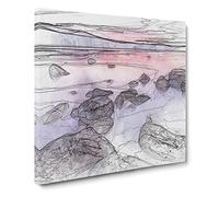 Sunset Over Lake Tahoe Canvas Print | Gallery Wrapped 30mm Frame Wall Art | 14x14 inches | Ready to Hang | Abstract Landscape Picture | Living Room Bedroom Lounge Office