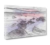 Sunset Over Lake Tahoe Canvas Print | Gallery Wrapped 30mm Frame Wall Art | 24x16 inches | Ready to Hang | Abstract Landscape Picture | Living Room Bedroom Lounge Office