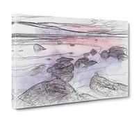 Sunset Over Lake Tahoe Canvas Print | Gallery Wrapped 30mm Frame Wall Art | 30x20 inches | Ready to Hang | Abstract Landscape Picture | Living Room Bedroom Lounge Office