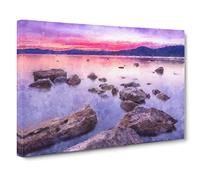 Sunset Over Lake Tahoe Canvas Print | Gallery Wrapped 30mm Frame Wall Art | 30x20 inches | Ready to Hang | Abstract Landscape Picture | Living Room Bedroom Lounge Office