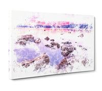 Sunset Over Lake Tahoe Watercolour Canvas Print | Gallery Wrapped 30mm Frame Wall Art | 20x14 inches | Ready to Hang | Modern Landscape Picture | Living Room Bedroom Lounge Office