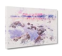 Sunset Over Lake Tahoe Watercolour Canvas Print | Gallery Wrapped 30mm Frame Wall Art | 30x20 inches | Ready to Hang | Modern Landscape Picture | Living Room Bedroom Lounge Office