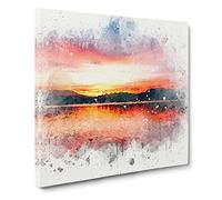 Sunset Over Lake Windermere Canvas Print | Gallery Wrapped 30mm Frame Wall Art | 14x14 inches | Ready to Hang | Abstract Landscape Picture | Living Room Bedroom Lounge Office