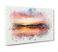Sunset Over Lake Windermere Canvas Print | Gallery Wrapped 30mm Frame Wall Art | 30x20 inches | Ready to Hang | Abstract Landscape Picture | Living Room Bedroom Lounge Office