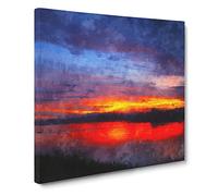 Sunset Over Laos Lake Canvas Print | Gallery Wrapped 30mm Frame Wall Art | 14x14 inches | Ready to Hang | Modern Landscape Picture | Living Room Bedroom Lounge Office