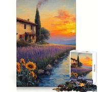 Sunset over Lavender Fields 1000 Piece Jigsaw Puzzles for Adults Jigsaw Thought Toy Indoor Fun Accurate Edge Art Collectible (50x75cm)