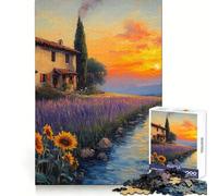 Sunset over Lavender Fields 1000 Piece Jigsaw Puzzles for Teenagers Logic Sense Toy Peaceful Fun Smooth Edge Creative Gift (38x52cm)