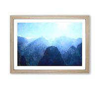 Sunset Over Machu Picchu in Peru Painting Framed Print | A2 Oak Framed Wall Art | Ready to Hang | Modern Landscape Picture | Living Room Bedroom Lounge Office