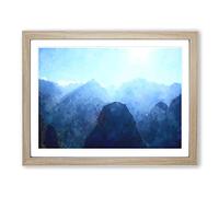 Sunset Over Machu Picchu In Peru Painting Modern Art Framed Wall Art Print, Ready to Hang Picture for Living Room Bedroom Home Office Décor, Oak A4 (34 x 25 cm)