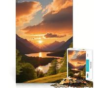 Sunset Over Mountain Lake Teenagers Puzzles 1000 Piece Jigsaws Boost Recall Relax Time Accurate Edge Amazing Present (50x75cm)