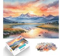 Sunset Over Mountain Lake1000 Piece Jigsaw Puzzle for teenagers Staycation Kill time for is ideal as a gift for the whole family 38x26cm
