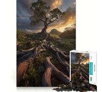 Sunset Over Mountain Ridge Jigsaw Puzzles for Teenagers 1000 Piece Raise Memory Leisure Time Clean Edge Lovely Present (50x75cm)