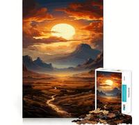 Sunset Over Mountains 1000 Piece Jigsaw Puzzle for Teenagers Smart Game Relaxed Mind Pattern Assembly Santa Wish List (38x26cm)