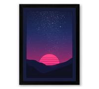 Sunset Over Mountains Retro Framed Wall Art Print A3 (42×29.7cm) Black, Wall Decor for Living Room, Bedroom, Office & Home, Ready to Hang, Art Gift