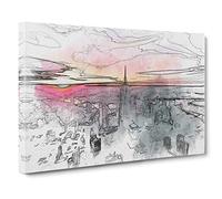 Sunset Over New York City Canvas Print | Gallery Wrapped 30mm Frame Wall Art | 30x20 inches | Ready to Hang | Modern Landscape Picture | Living Room Bedroom Lounge Office